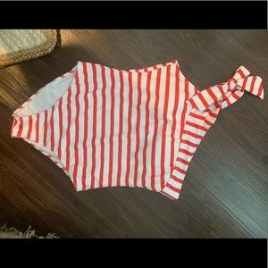 Red and white striped one piece